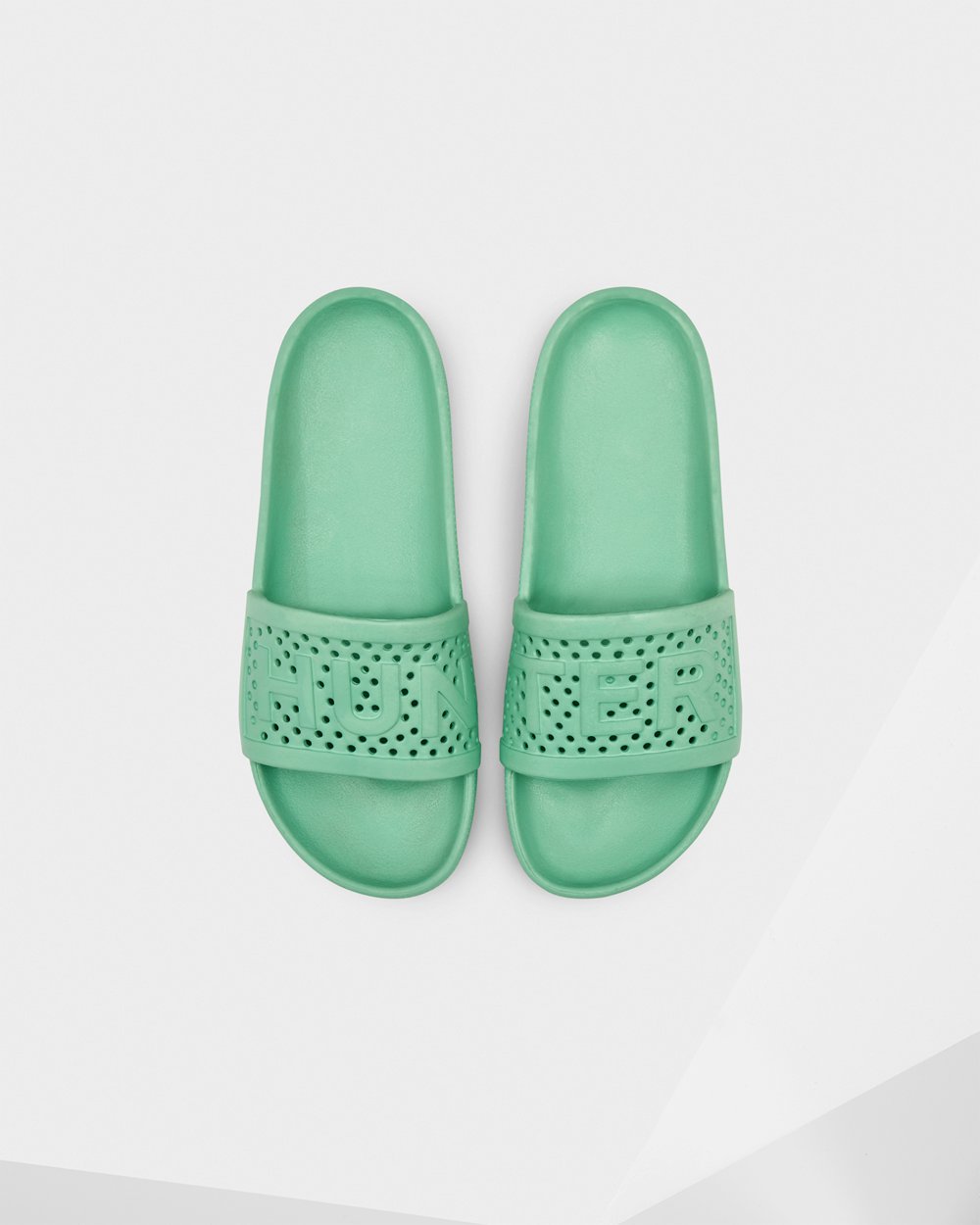 Hunter Original Lightweight Moulded Slides - Sale Womens Green - ZOAGEJ695